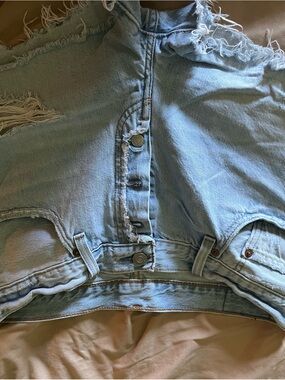 Levi's Light Blue Distressed Denim Shorts